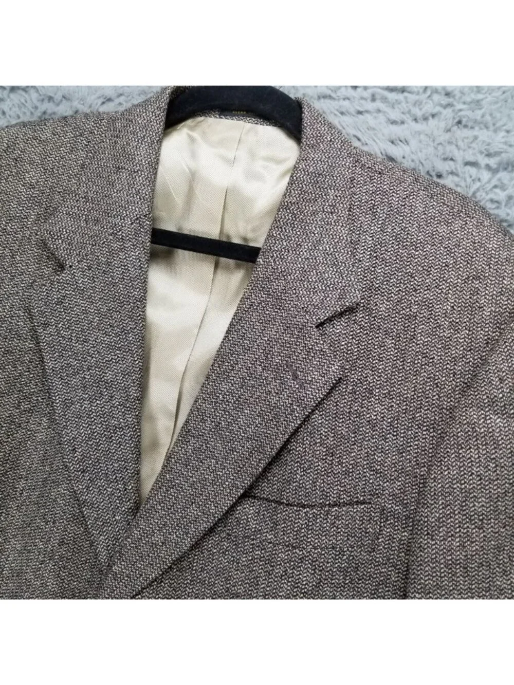 Oscar De La Renta Jacket Mens 42R Brown Silk Blend Long Sleeve Tweed Blazer